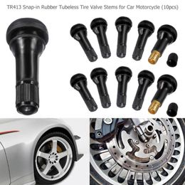 TR413 Car Black Wheel Valves Stem Brass Snap-In Tire Auto Passenger Tires Short Rubber Valve Car Tyre Tool Accessory