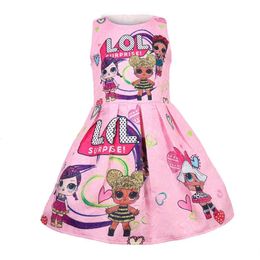 2019 summer hot selling kids girls dresses dolls printed princess pageant dress girls clothes 100-140