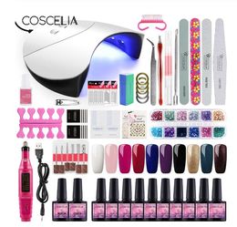 Gel Polish Nail Art Manicure Tools Kit UV LED Nail Lamp Dryer Colours Gel Nail polish DIY Tools Gel Varnish Set