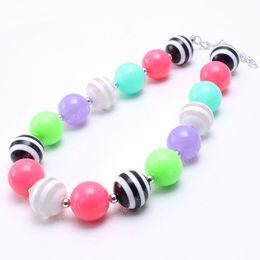 Fashion Kids Chunky Beads Necklace Colorful Acrylic Bubblegum Beads Necklace For Child Girls Handmade Chunky Jewelry