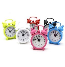 Mini Candy Colour Metal Alarm Clocks Table Desktop Dial Needle Clocks Function Cute Pocket Watches Portable Kitchen Clock