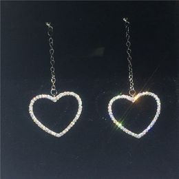 Heart shape Drop Earring 925 sterling silver Pave setting Diamond Cz Engagement wedding Dangle Earrings for women Bridal Gift