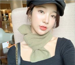 Luxury- Small scarf woman winter knitting decoration short style lovely girl with pure Colour warm wool scarf China post transportation