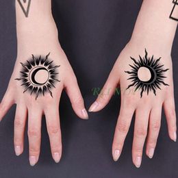 Autocollants De Tatouage Temporaires Imperméables Soleil étoiles De Lune Fixes Faux Tatouages Flash Tatoo Body Art Tatouages Pour Fille Femmes