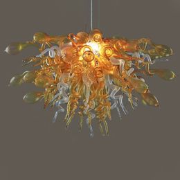 Modern Amber Hanging Pendant Lamps Hand Blown Murano Glass Chandeliers Lightings LED Art Decor Ceiling Chandelier