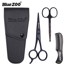 Black Series Scissors Set Moustache Combs Hair Clipper Beard Men Care Set High Quality For Free Shipping