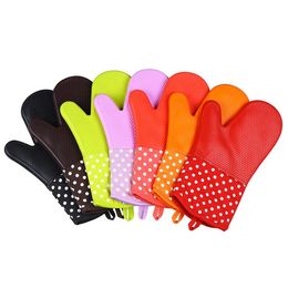 7 Colours Oven Gloves High Quality Silicone Microwave Oven Mitts Slip-resistant Heat Resistant Gloves Kitchen Bakeware Tools