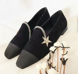 New Arrival Womens Flat Heel Pumps Single Party Wedding Dress Five-pointed Star Cowhide Shoes Size 35-40