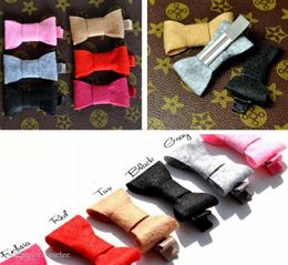 2inch 6colors Newborn Lovely INS Infant Felt Bow With Ribbon Clip Fashion Solid Fabric Head Bows For Baby Girls Children Hair Accessories