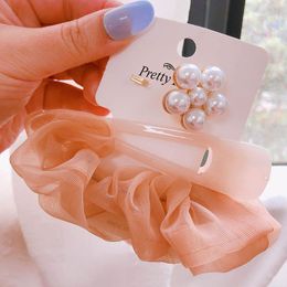 Ins 3pcs/set pearl women hair clips sweet hair scrunchies chiffon hairbands girls barrettes hair accessories for women BB clips