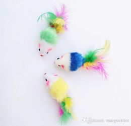 Colorful Feather Grit Small Mouse Cat Toy For Cat Feather Funny Playing Pet dog Cat Small Animals feather Toys Kitten