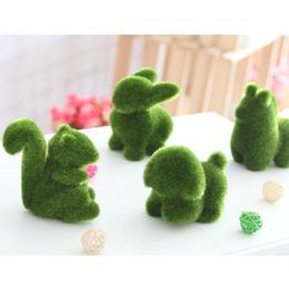 Handmade Artificial Turf Grass Animal Easter Home Office Ornament Office Decor 4 Styles Rabbit squirrel alpaca puppy EEA451