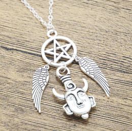 Fashion Tibetan Silver Pentagram Evil power chief Angel Wings Charms Statement Necklace & Pendants DIY Jewelry For Woman & Men Gift - 61