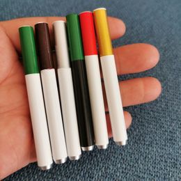 Newest 55mm 78mm Aluminium Alloy Cigarette Shape Smoking Hitter Pipe 7 Colour 100pcs box One Hitter Bat Smoking Tobacco Pipe Free DHL