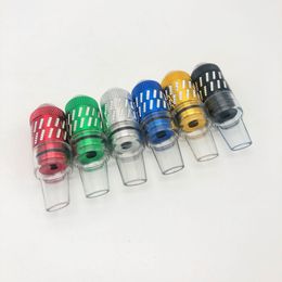 Newest Colourful Aluminium Alloy Great Hitter Pipes Herb Tobacco Philtre Flat Circle Transparent Mouthpiece Tips Holder Portable Smoking Tool