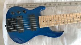 Left Hand 6 Strings Ash Wood Body Blue Protable Mini Electric Bass Guitar Scale Length 648mm, Maple Fingerboard, Black Hardware