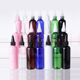 30X100ml Cosmetic Oil Pet Shampoo Plastic Lotion Bottle Recycling Pointed Cap Refillable Squeeze Bottle Screw Cap Container