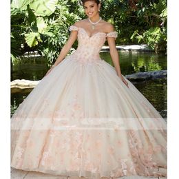 New Pink Weet Quinceanera Dresses Tulle Long Prom Ball Gown Designer Beading Top Sweet 16 Evening Dress Vestido De Festa