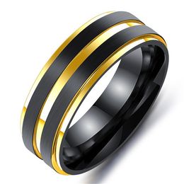 Tungsten Men Ring Blue Thin Groove Wedding Rings High Quality Titanium Steel Black Men Ring Wedding Classic Bands