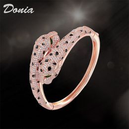 Donia Jewellery luxury bangle European and American fashion exaggerated classic leopard print micro-inlaid zircon designer ring set302G