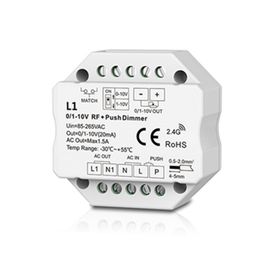 L1 0/1-10V RF + Push Dimmer 110-240V AC Push-Dim 2.4g RF dimming DIP switch Max 1.5A (AC)