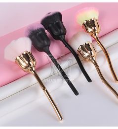 New Hot Sale Costom Logo 5 Styles Rose Makeup Brushes Oversized Powder Brush with PVC Bag for Eye Shadow