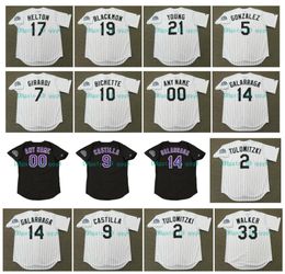 1995 1993 Vintage Rockies Baseball Jersey 33 LARRY WALKER 14 ANDRES GALARRAGA 9 VINNY CASTILLA 21 ERIC YOUNG TODD HELTON Troy 2 Tulowitzki BICHETTE Retro