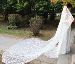 New High Quality Elegant Cut Edge White Ivory Cathedral Length One Layer Wedding Veil Alloy comb Meidingqianna Brand