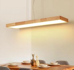 Nordic Modern Minimalist Solid Wood Pendant Light LED Strip Bar Lamp Rectangular Office Restaurant Cofe Pendant light 100-240v MYY