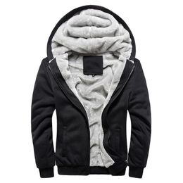Brasão Mens Hoodie inverno quente velo Zipper camisola Outwear Top Coat 4 cores Asiático Tamanho M-5XL
