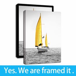 Canvas Wall Art - Sailing on The Ocean - Modern Poster Picture Print Painting on Canvas Home Decor Stretched and Framed Ready To Hang