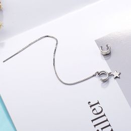 Fashion-Womens Fashion 925 Solid Sterling Silver Star Earring Asymmetrical Drop Earrings For Young Girls Teen Gift Brincos eh1059