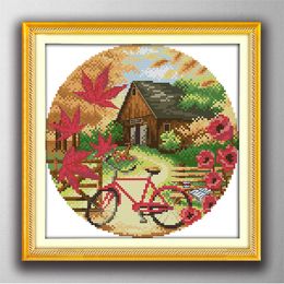 Autumn scenery Handmade Cross Stitch Craft Tools Embroidery Needlework sets counted print on canvas DMC 14CT /11CT