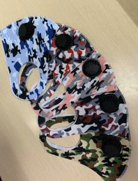 In Stock! Camouflage PM2.5 Face Mask Ice Silk Respirator Anti Dust Mouth Muffle Washable Reusable Camo Face Masks With Valve EEA1772