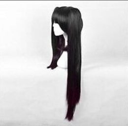 WIG free shipping Tokisaki Kurumi Black Rock Shooter cosplay black pony-tails Silky hair full wigs