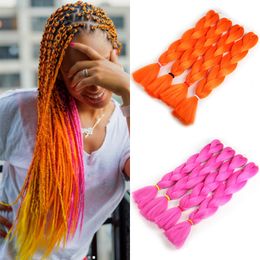 Braiding Hair One Piece 24 Inch Synthetic Kanekalon High Temperature Fibre Braid 80g/Piece Pure Colour Crochet Jumbo Braid Hair Extensions