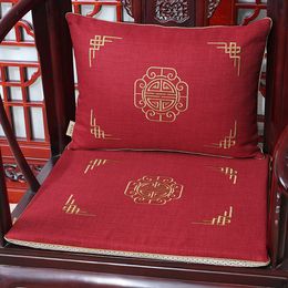 New Embroidered Happy Chinese Seat Chair Cushion Ethnic Decor Mat Cotton Linen Sofa Armchair Seat Pad Dining Chair Cushions Seats