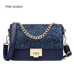 Pink sugao designer women handbag luxury new fashion leather shoulder bag famous brand crossbody bags mini chain bag with sequins wholesales