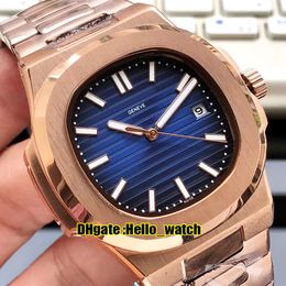 New Sport 5711 1A 010 Blue Dial A2813 Automatic Mens Watch Rose Gold Steel Bracelet High Quality Gents Luxury PPHW Watches Hello w304G