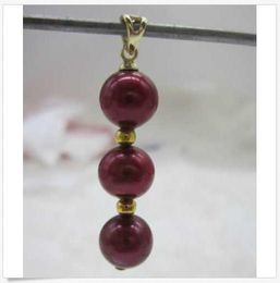 natural 9-10mm south seas Red pearl pendant 14K yellow golden drag necklace @