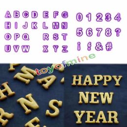 purple Alphabet Number Letter Fondant Cake Decorating Set Icing Cutter Mould or cookie