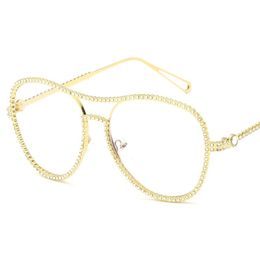 luxury diamond metal shades glasses female unique desiger sun glasses clear lens fashion style sunglasses eyeglasses
