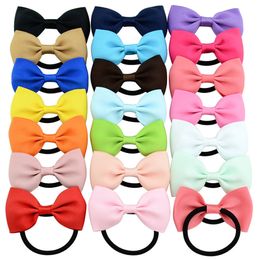 7CM Baby Ponytail Holder Elastic Rubber Band Bow Girls Hair Rope Bows hairbands Children Grosgrain Ribbon Hair Accessorie 20 Colours M546