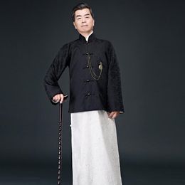 Ancient TV Film culture Shanghai beach cotton linen long gown+jacket rich master's costume performance stage costume Tang suit high quality