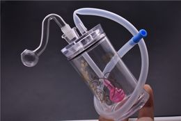 DHL FREE mini oil burner Bong Water Pipes Clear Bottle Oil Rigs unbreakable Smoking Pipe Heady Beaker Bubbler Bong with oil burner pipe