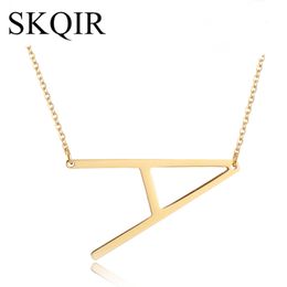 SKQIR Personalised Letter Pendant Necklace Gold Silver Stainless Steel Chain Custom Name Necklaces Initial Charm Jewellery Hot