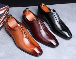 Newest Men Dress Shoes Designer Business Office Lace-Up Loafers Casual Driving Shoes Men's Flat Party Leather Shoes 3 Colour