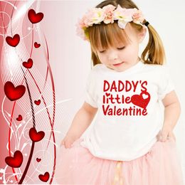 Daddy's Little Valentine Baby Girls Valentine Heart T-shirt Kids Toddler Girl Valentines Day Love Shirt Cute Children T-shirt