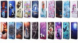 Cartoon Butterfly Sun Moon Rose Panda Tiger Leather Wallet flip Case for iphone 11 pro max 6 7 8 plus X XS MAX XR Samsung S20 PLUS Ultra S10