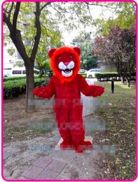 Professional custom red lion Mascot Costume cartoon red long plush lion animal haracter Clothes Halloween festival Party Fancy Dress